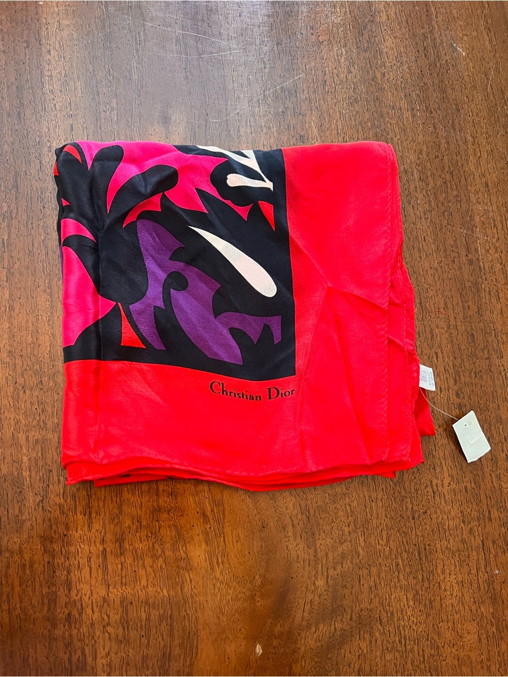 Vintage Christian Dior Multicolor Floral 100% Silk Scarf Japan New W/O Tag Nice! - Picture 12 of 12